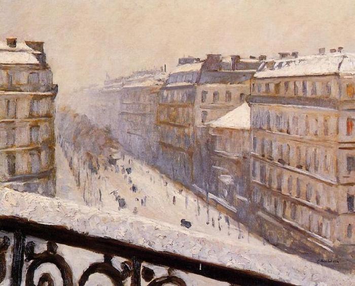 Gustave Caillebotte Boulevard Haussmann, effet de neige oil painting image
